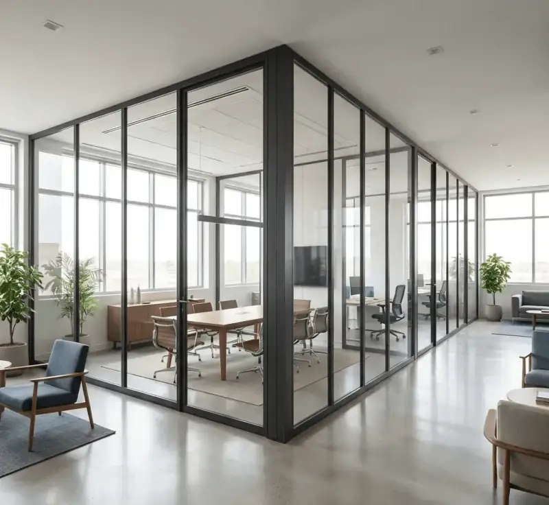 Slim Line Cam Ofis Bölme — Minimalist Tasarım, Maksimum Şeffaflık | Egepen Akçayapı
